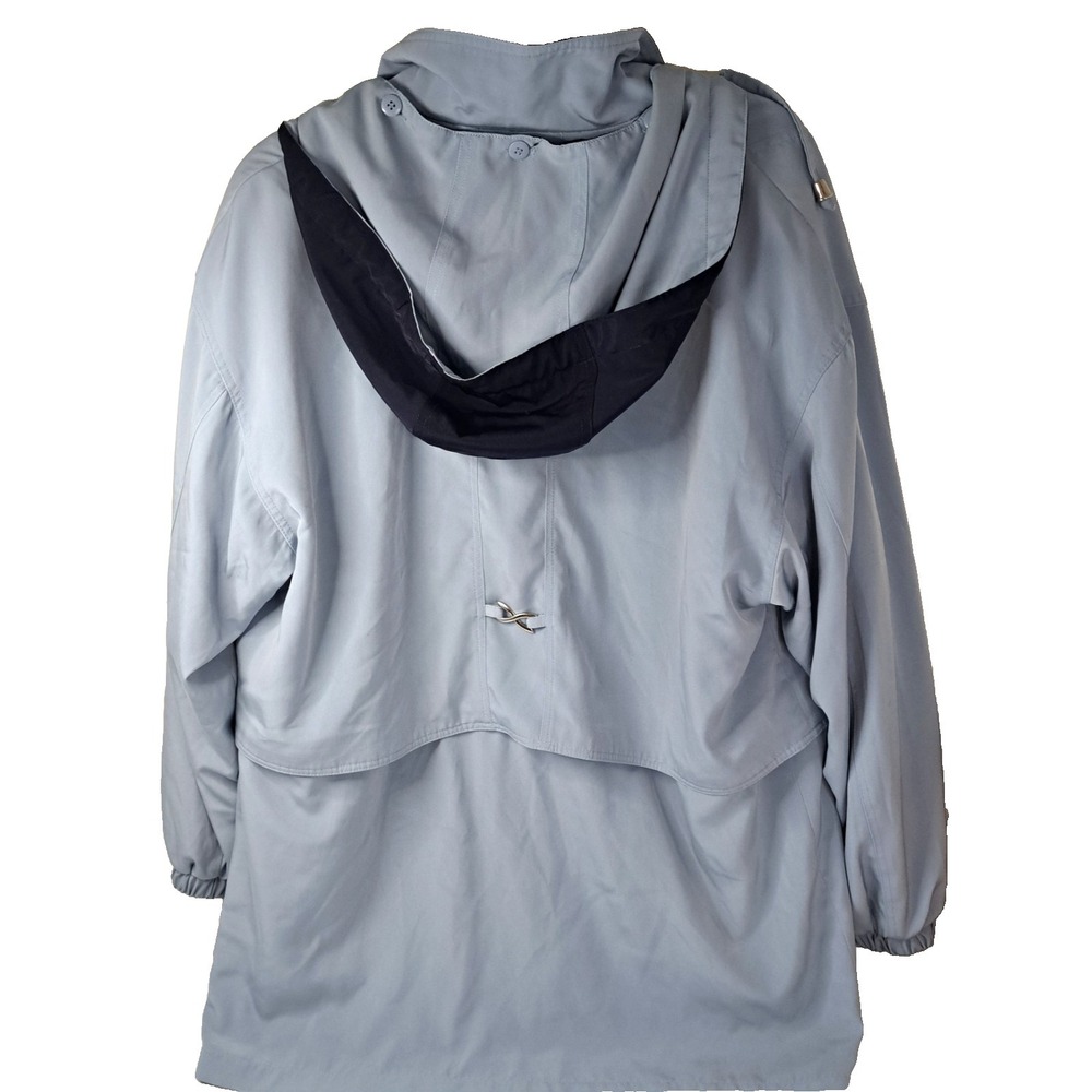 Vintage Braefair Trench Coat Women's M Hooded Light Blue Ukraine‎ Spring Lined - Picture 2 of 11